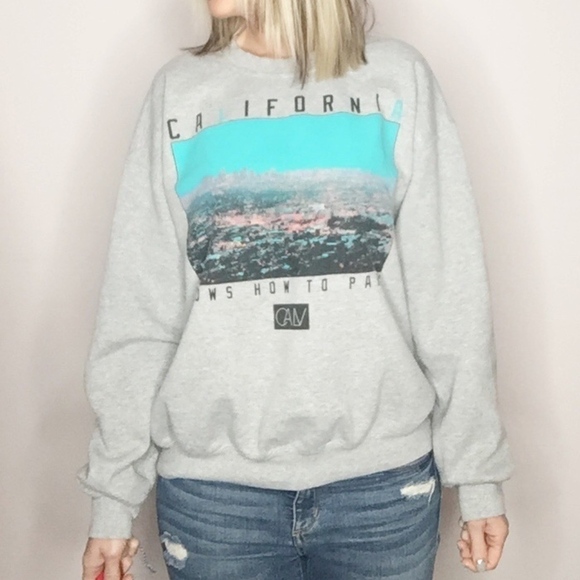 CALIFORNIA LOVE | Graphic gray crewneck sweatshirt - Picture 2 of 6